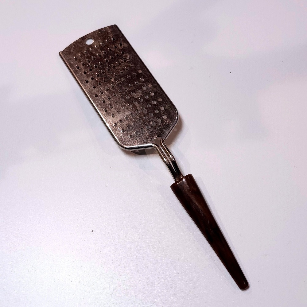 Vintage Grater Zester Brown Plastic Handle Stainless Steel